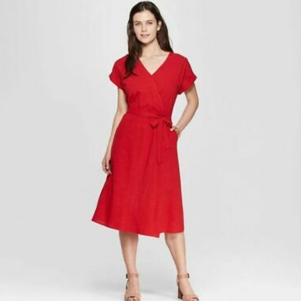 Cotton Midi Dress in Ripe Red